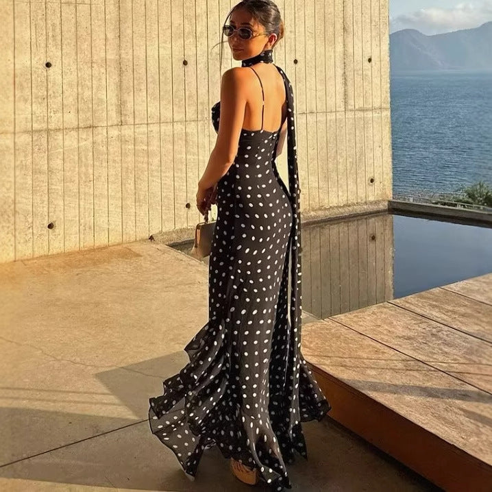 Summer dress for women with a playful polka dot design and a refined gathered hem Lune London