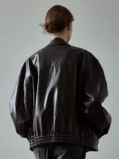 Women's Leather Jacket in Casual Oversized Cut with Practical Pockets Lune London