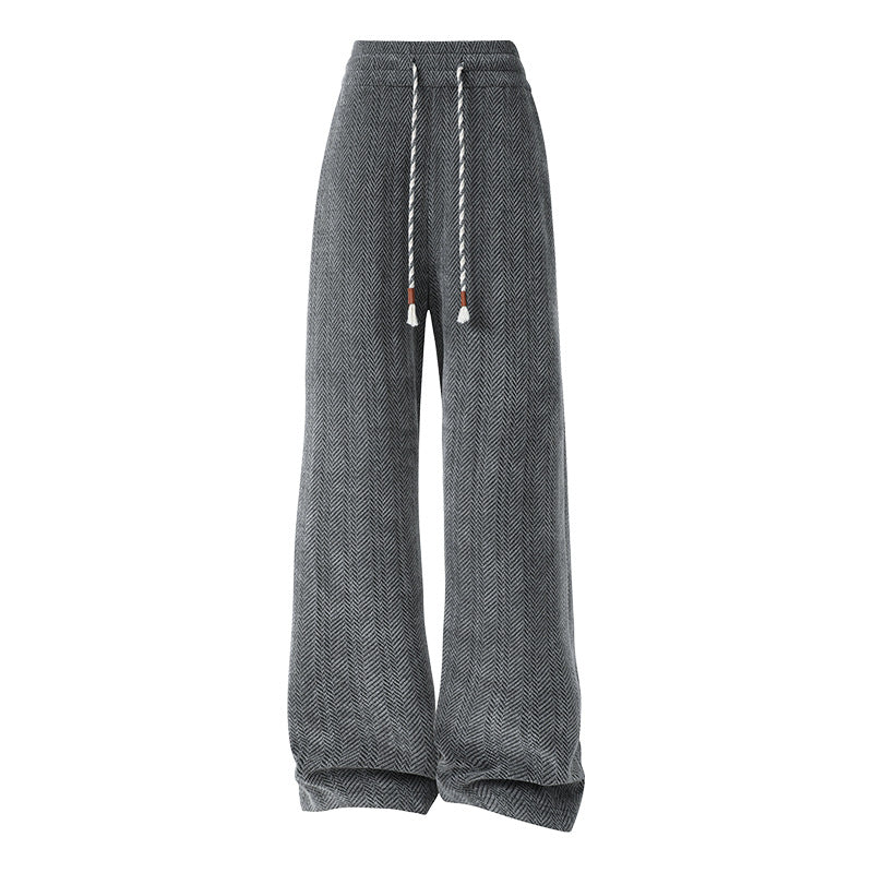 Wide harem pants for women with elastic waistband and trendy zigzag pattern Lune London