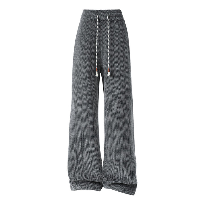 Wide harem pants for women with elastic waistband and trendy zigzag pattern Lune London