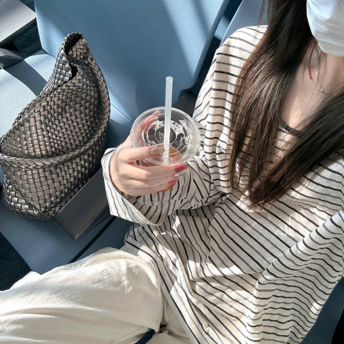 Women's casual long sleeve shirt with fine stripes Chic & Stil