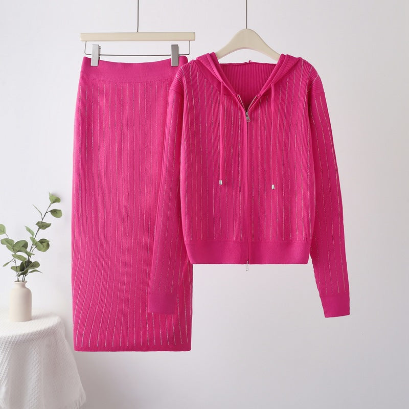 Ladies' knitted set with hood and slim skirt Lune London
