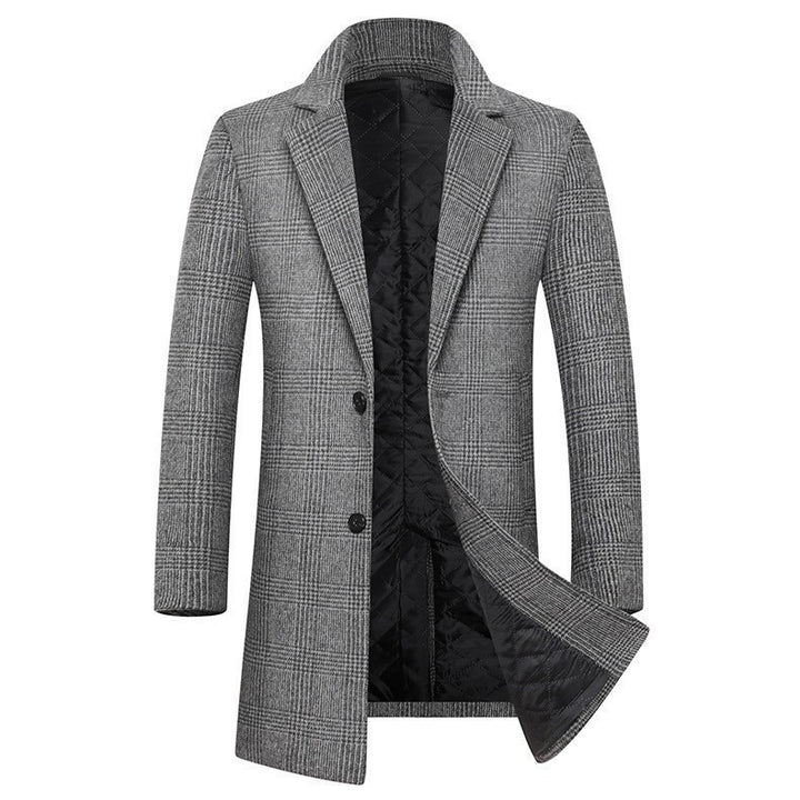 Elegant cinema coat for men with a targeted checkered pattern and a warm inner lining Lune London
