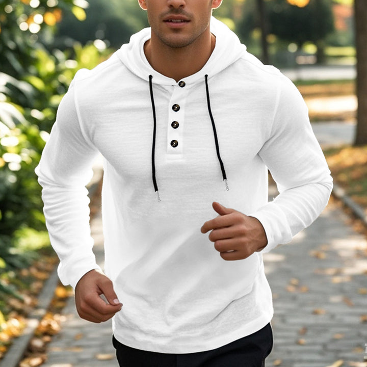 Men's sporty hoodie with button placket and functional pockets Lune London
