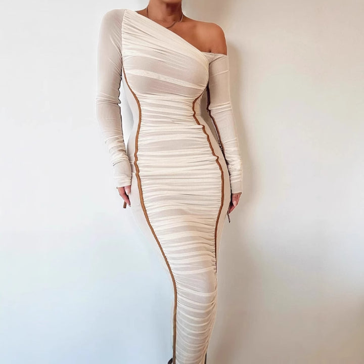 Fitted wrap dress for women with asymmetrical cut and refined ruffle details Lune London