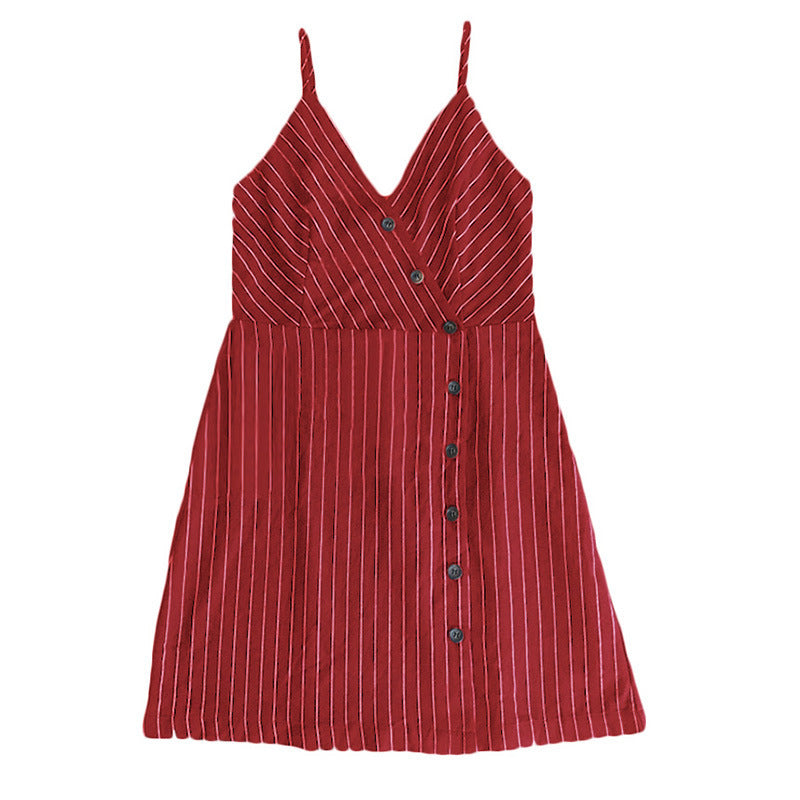 Spaghetti strap dress for women with button details and asymmetric cut Lune London