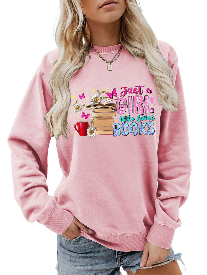Sweat-shirt féminin avec motif de livre accrocheur et coupe décontractée Chic & Stil
