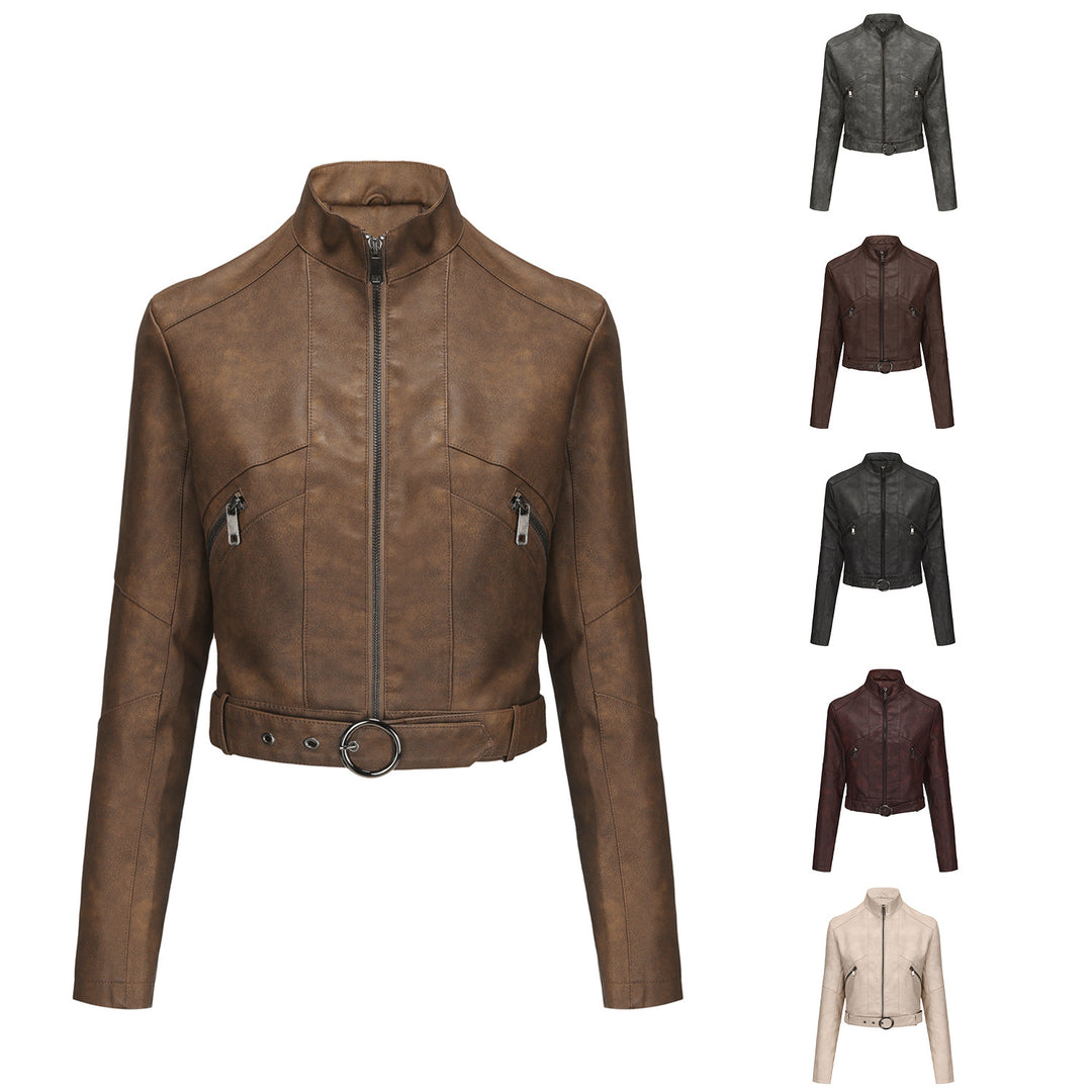 Modern cropped leather jacket for women with stylish detail Lune London