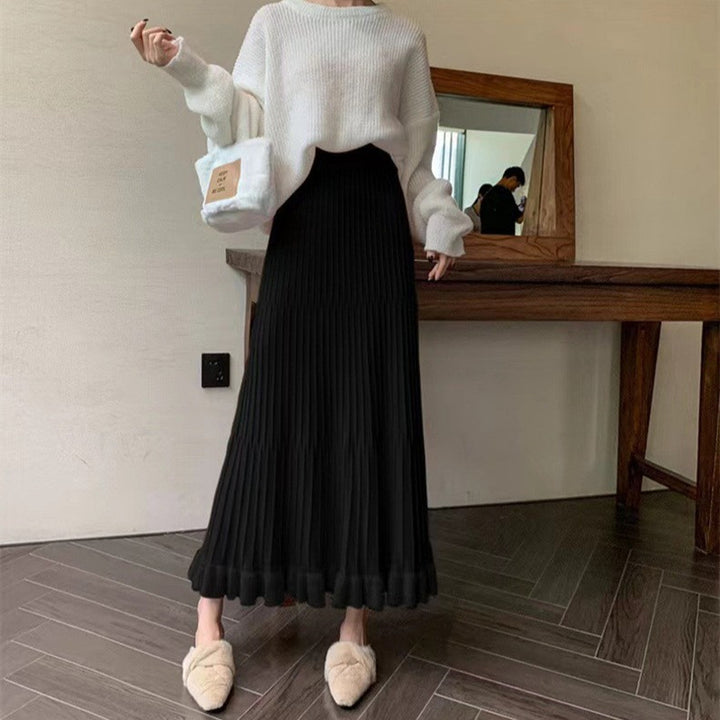 Pleated maxi skirt for women with elegant ruffle finish Lune London