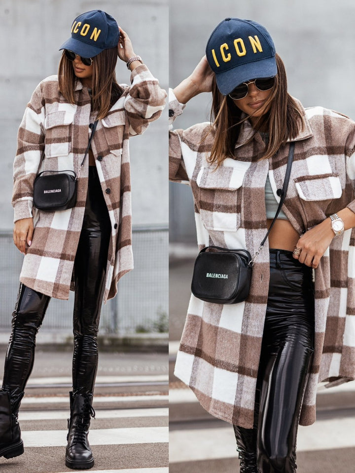 Ladies Coat Check Oversized Lune London