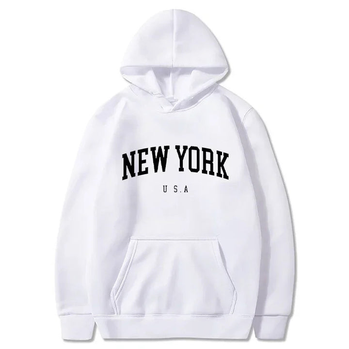 Women's hoodie with fashionable New York print and comfortable fit Lune London