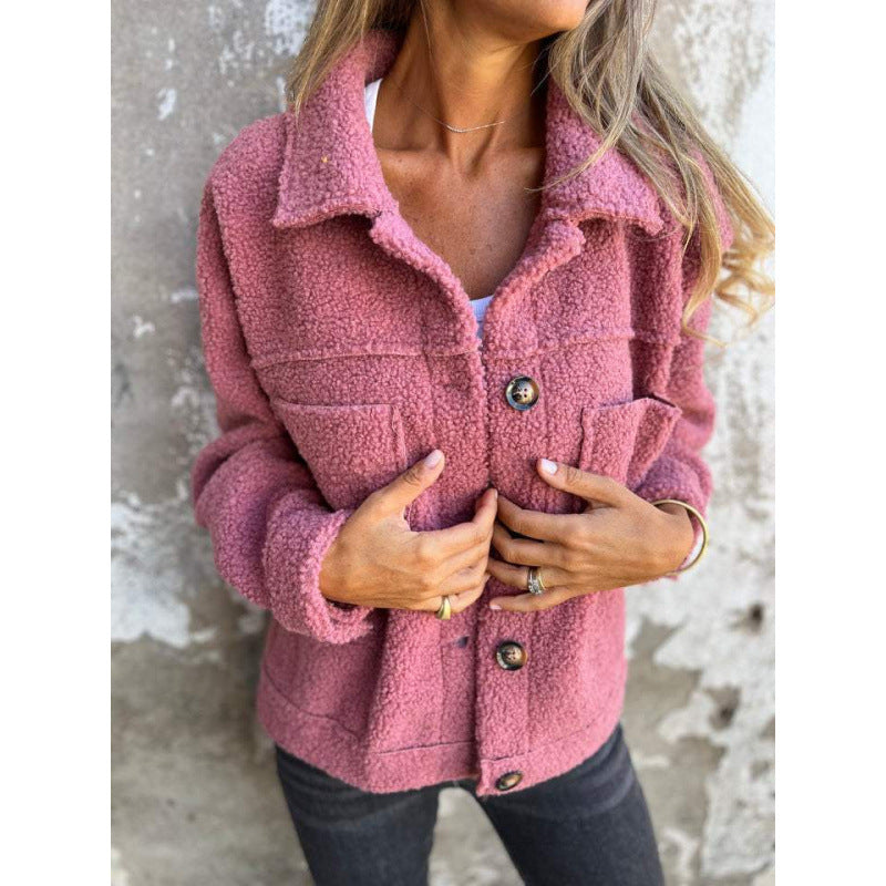 Ladies Wave Teddy jacket with practical pockets Lune London