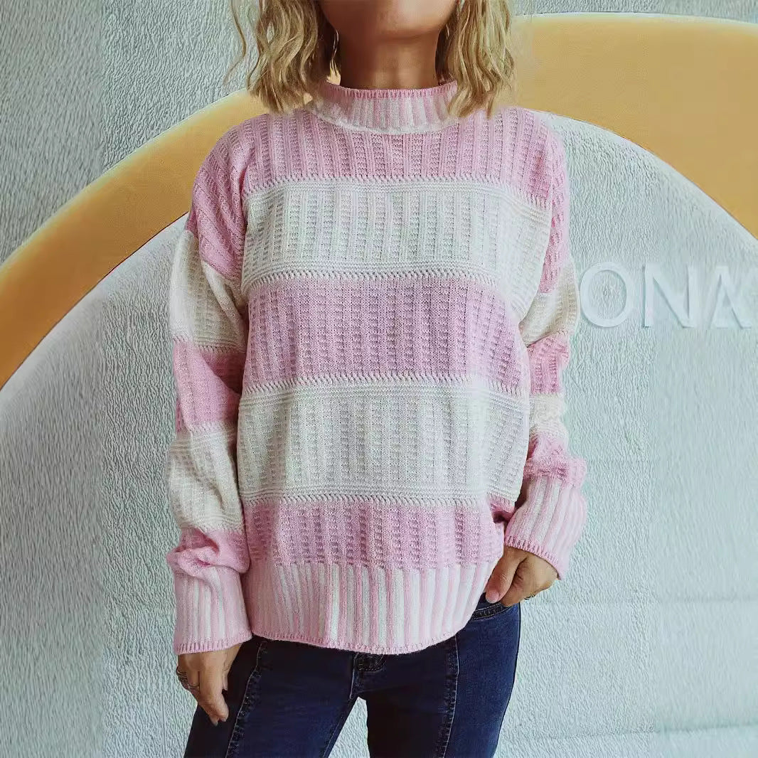 Pull en tricot élégant pour femmes avec un motif rayé unique et de hauts bords Chic & Stil