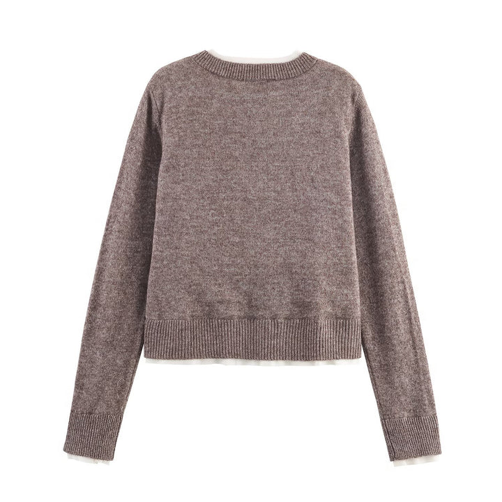 Knitted jacket with buttons and round collar for women Lune London