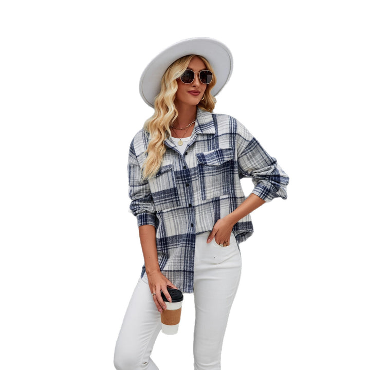 Women's checked overshirt made of high-quality flannel with practical pockets Lune London