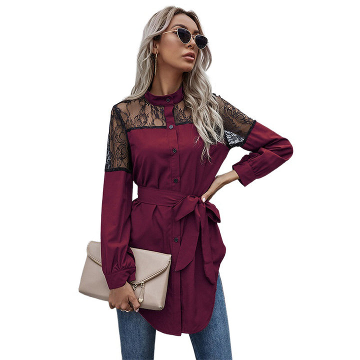Shirt dress women with lace shoulders Lune London