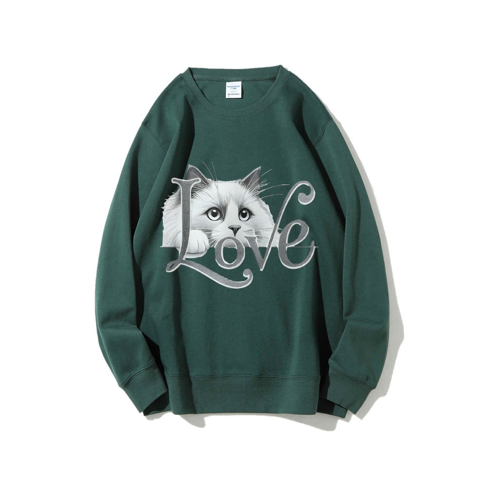 Sweat-shirt pour femmes avec un design de chat ludique et une coupe décontractée Chic & Stil