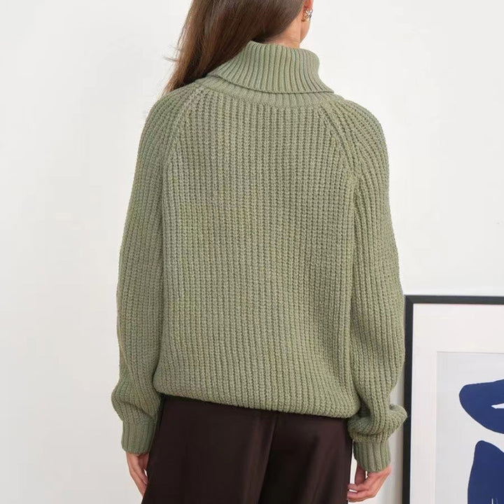 Women chunky knit sweater with high collar Lune London