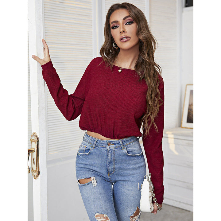 Lune London ribbed cropped long sleeve top for ladies