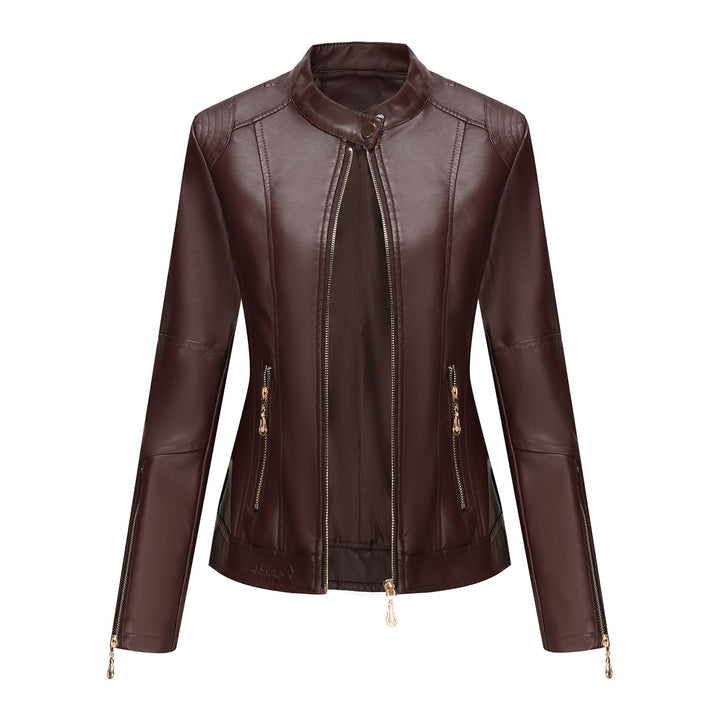 Trendy faux leather jacket for women with minimalist accents Lune London
