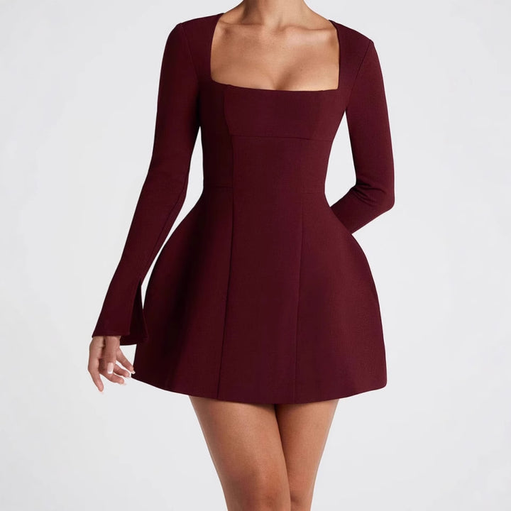 Women Elegant Mini Dress with Square Neckline and Flared Sleeves Lune London