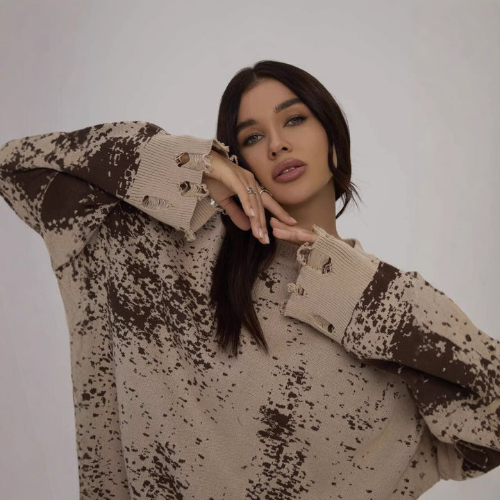 Casual knit sweater for women with trendy tear details Lune London