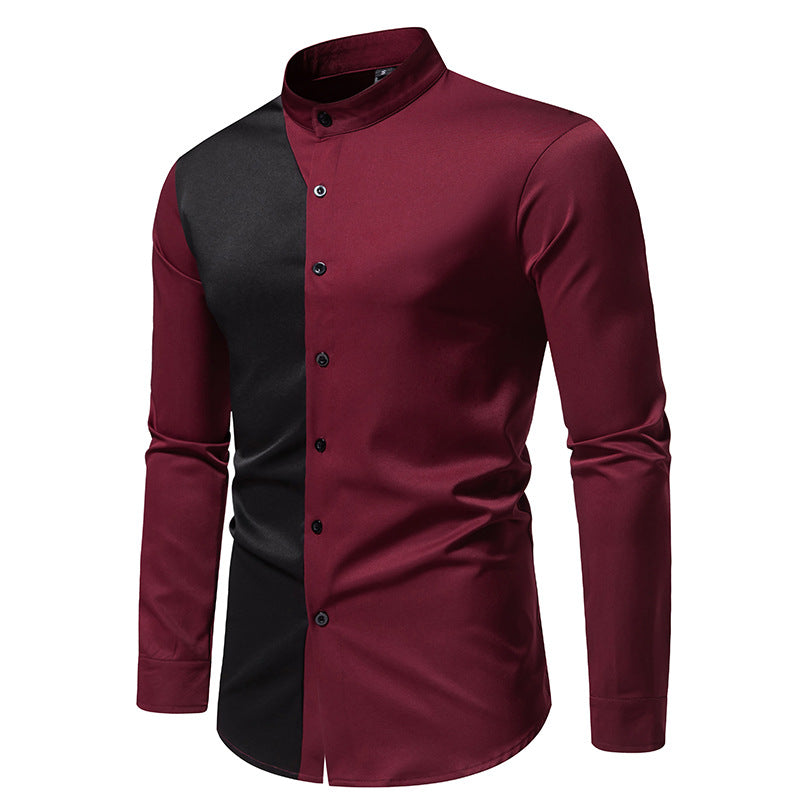 Elegant long sleeve shirt for men with a nice chic color block design