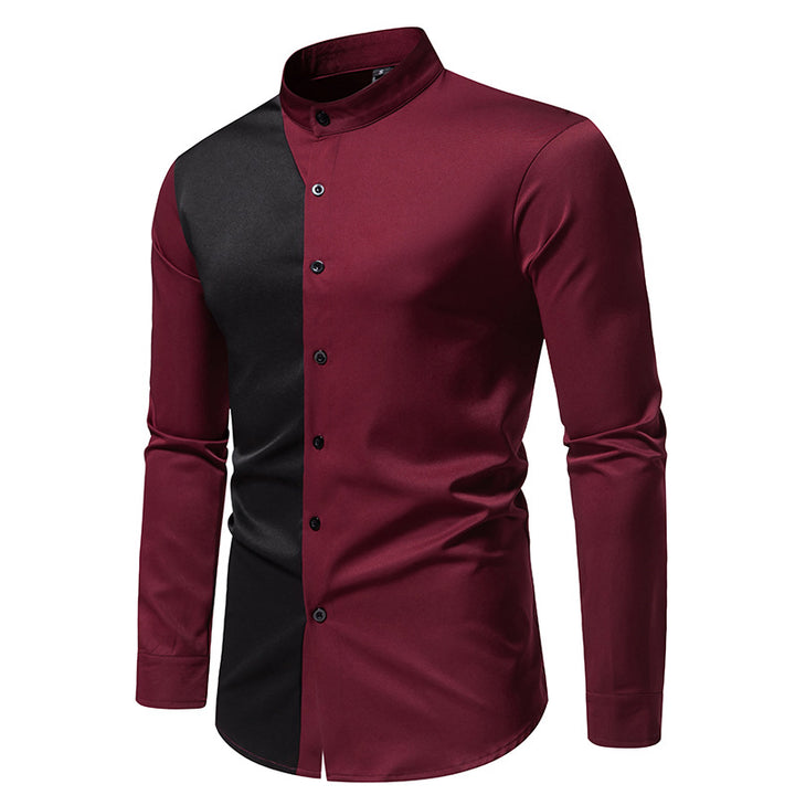 Elegant long sleeve shirt for men with a nice chic color block design