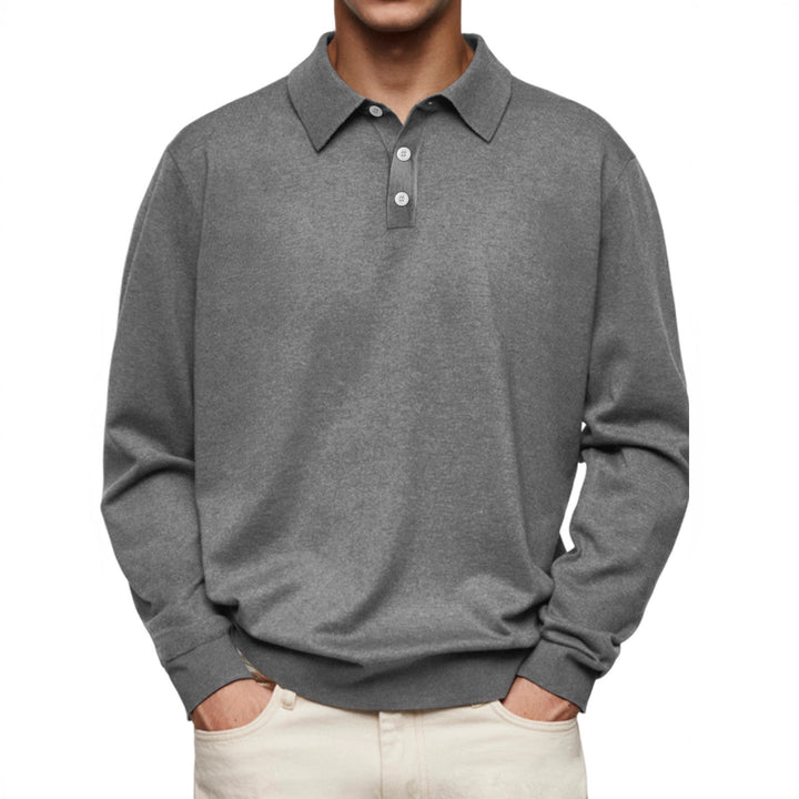 Men's long sleeve polo in soft cotton blend Lune London