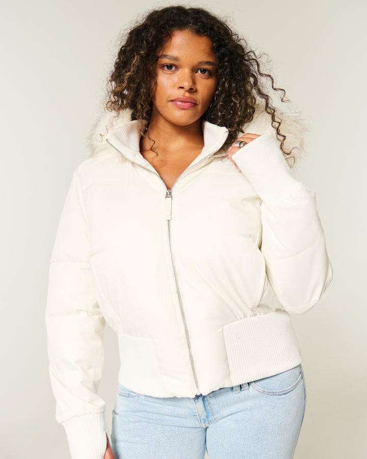 Women’s quilted winter jacket with removable hood and elastic cuffs Lune London