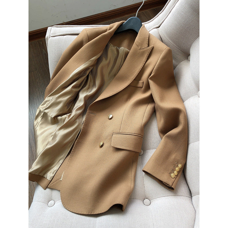 Chic Double-Breasted Elegant Blazer for Women with Metal Buttons and Style