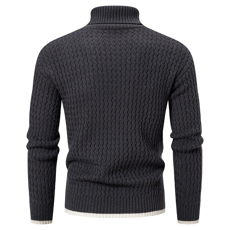 Men's knitted sweater with high collar and textured cable pattern Lune London