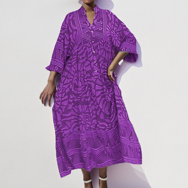 Women's long sleeve tunic dress with modern graphic pattern Lune London