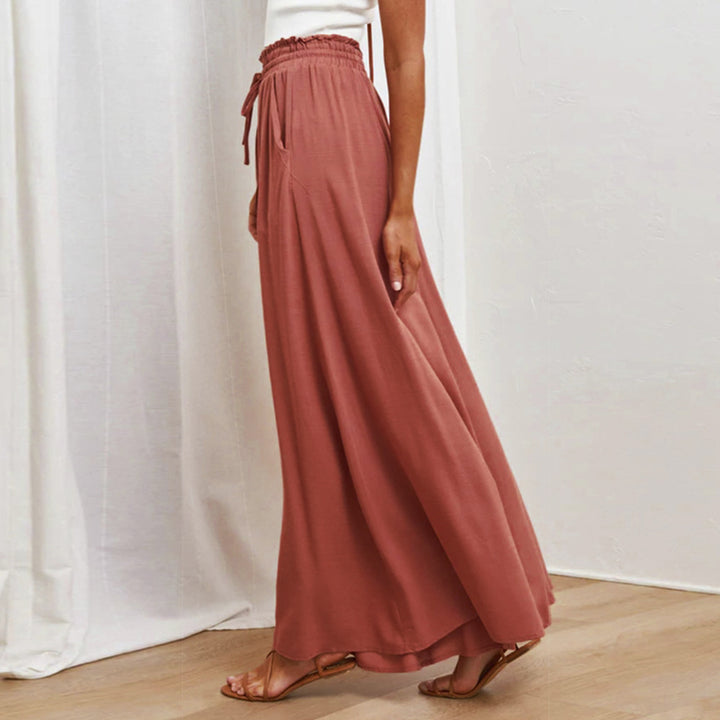 Women's Flowing Maxi Pants with Elastic Waistband and Pockets