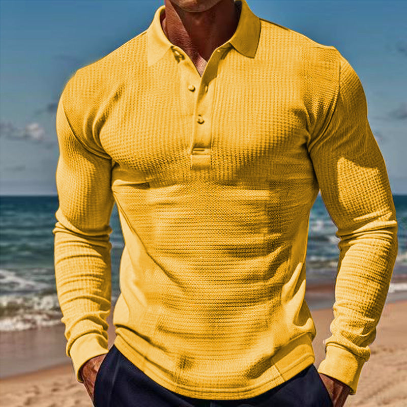 Long sleeve polo shirt for men with structured design Lune London