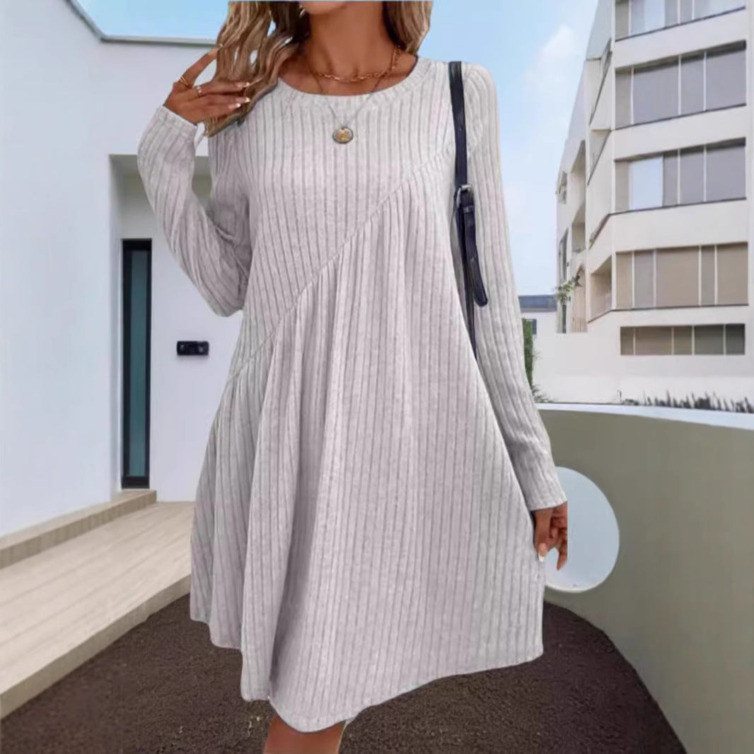 Casual knitted dress for women with long sleeves and asymmetrical hem Lune London