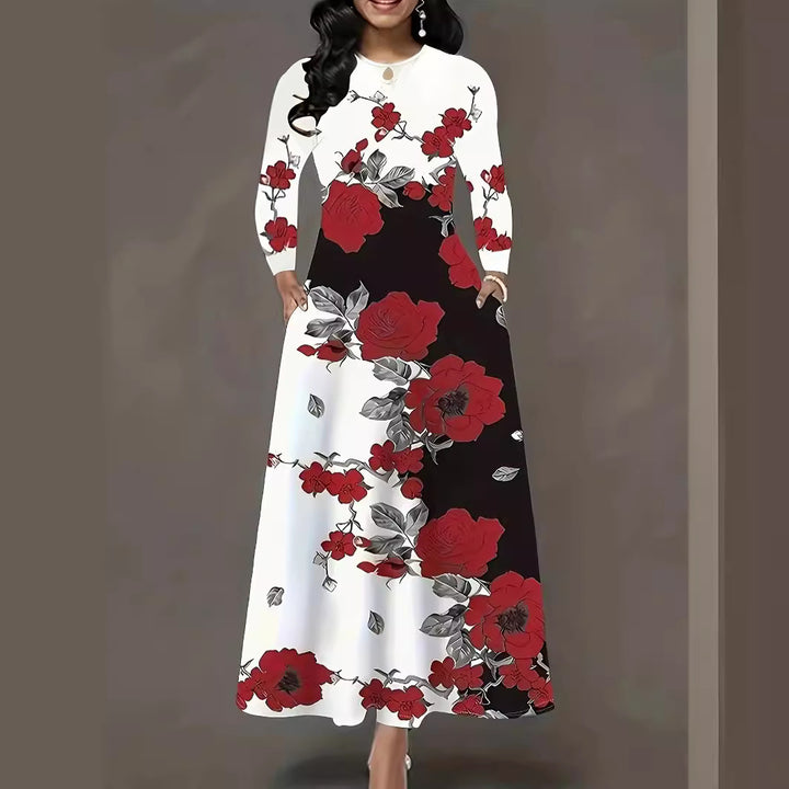 Maxi dress for women with a floral design and practical pockets Lune London