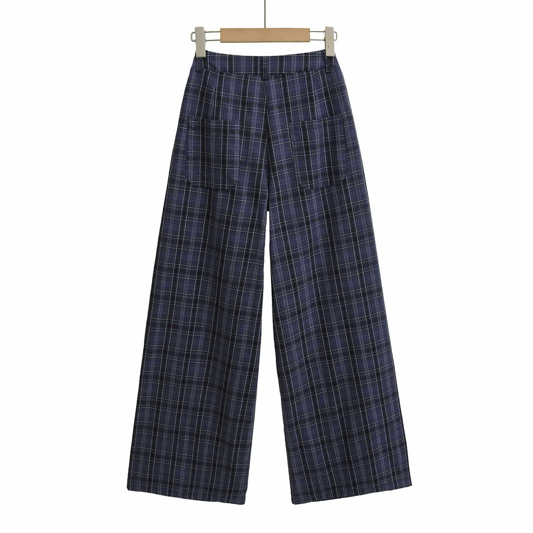 Women's Wide Check Trousers Lune London
