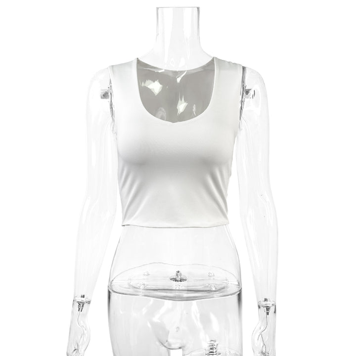 Women fitted crop top with deep V-neck Lune London