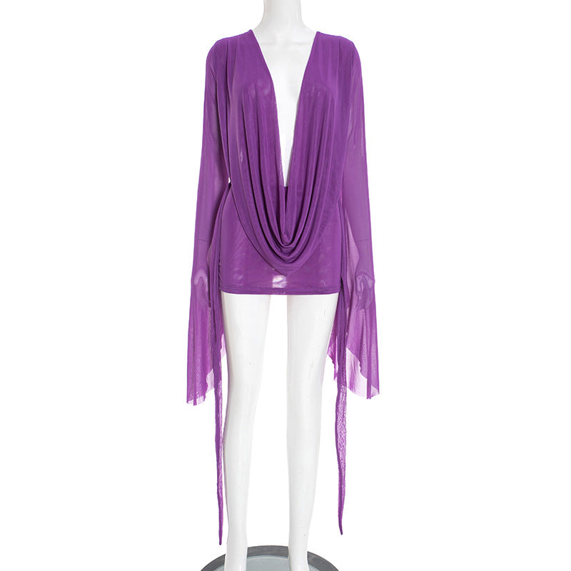 Women's Flowing Kaftan with Wide Sleeves and Deeper Neckline Lune London