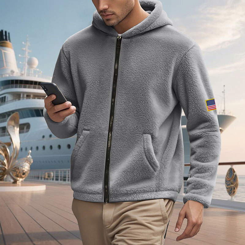Men's fleece hoodie with full zipper and practical pockets Lune London