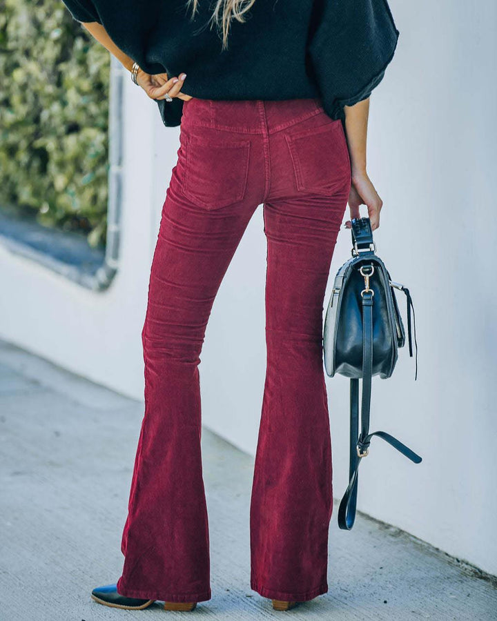 Women Velvet Flared Pants Lune London