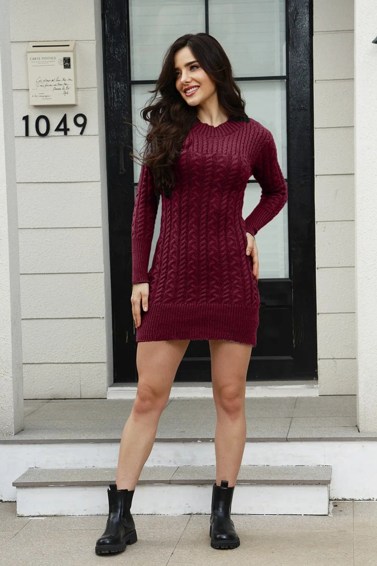 Ladies' knitted dress with embossed pattern and soft and pleasant material Lune Londonl