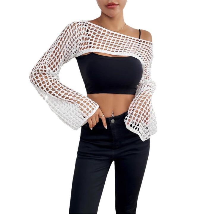 Ladies Chic Crochet-Mesh-Crop-Top Lune London