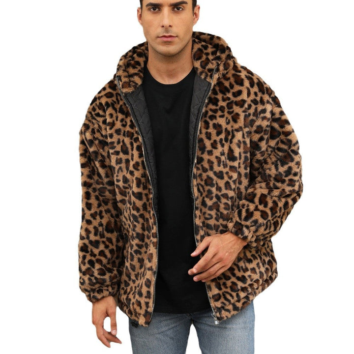 Men's Cozy Fleece Jacket In Leopard Pattern Chic Und Stil