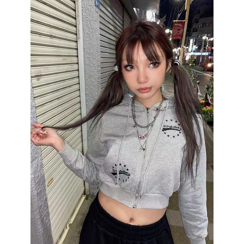 Ladies Cropped Hoodie with Musical Motif Chic & Stil