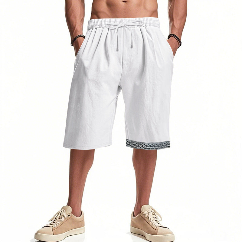 Casual beach shorts for men with elastic waist and decorative hem Lune London
