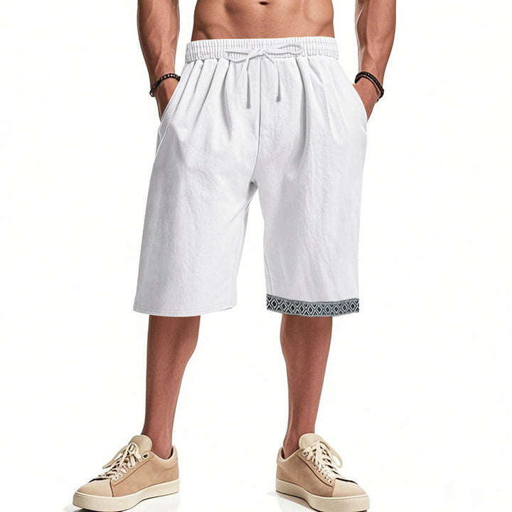 Casual beach shorts for men with elastic waist and decorative hem Lune London