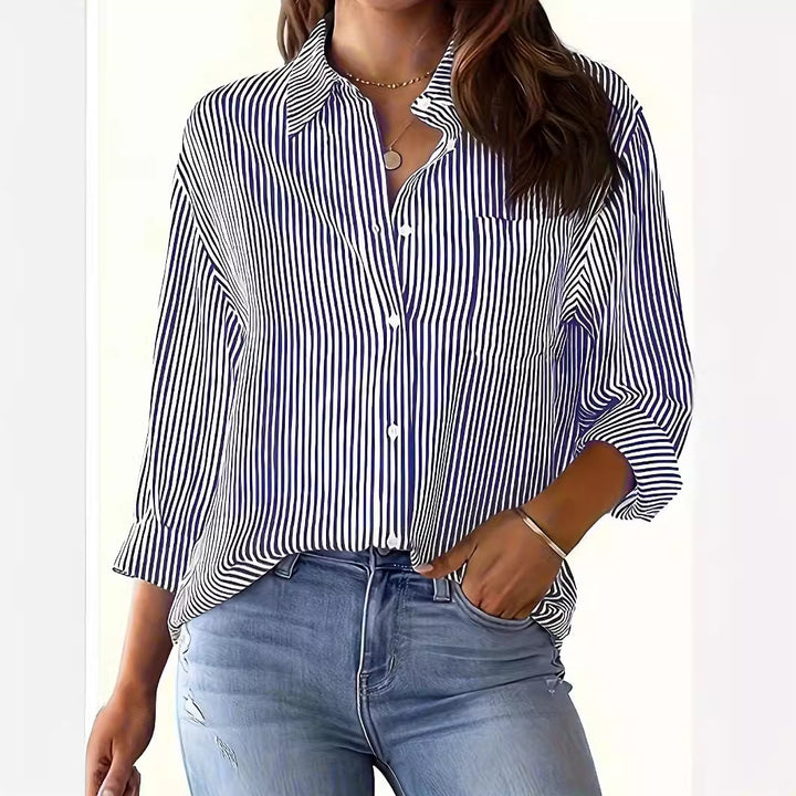 Women's modern striped pattern blouse with a comfortable fit Lune London