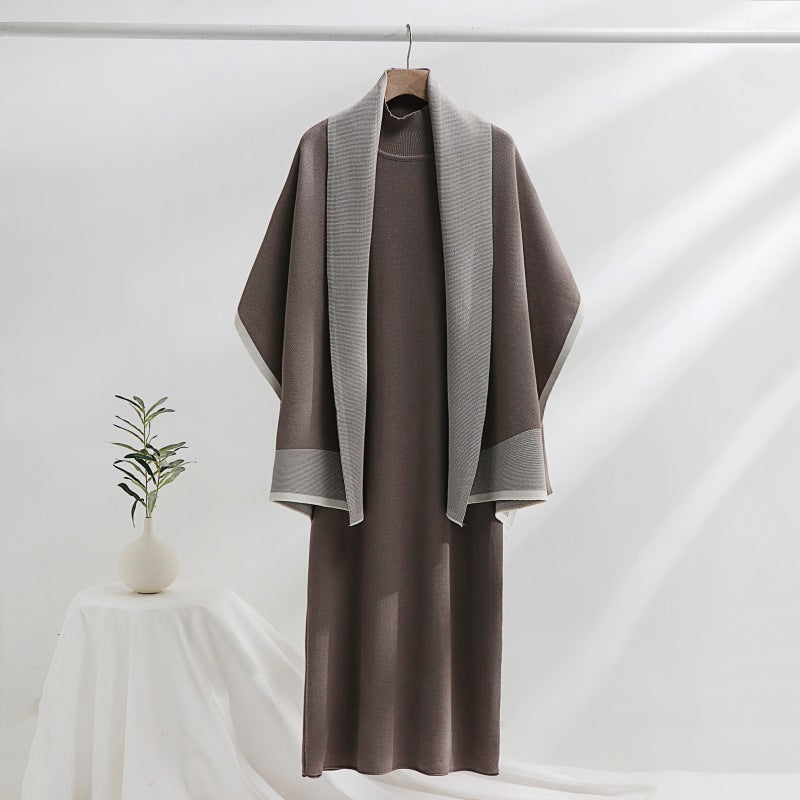 Women's knit dress with draped cardigan Lune London